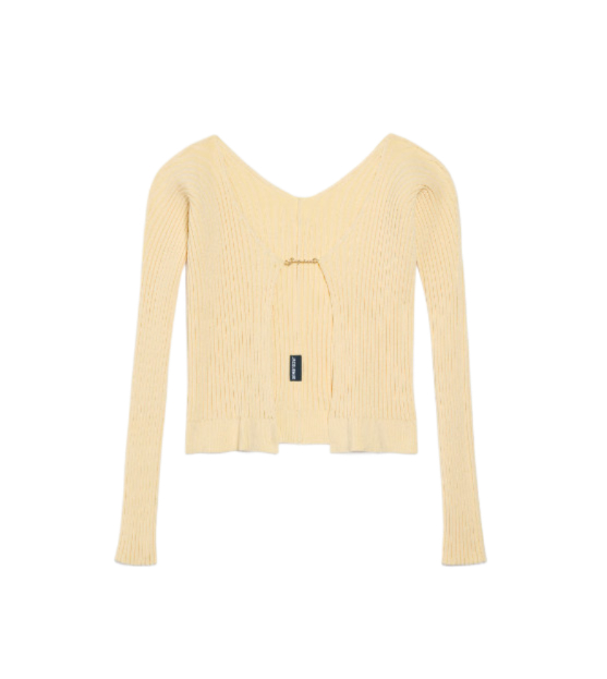 La Maye Pralu Long Micro Charm Logo Cardigan