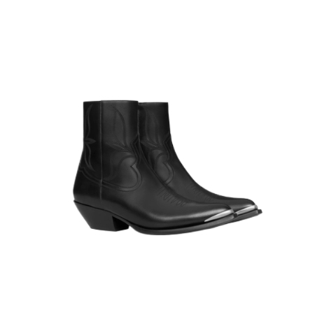 Calfskin metal toe leon zipper boots