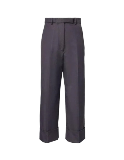 Cotton Canvas High Waist Pants