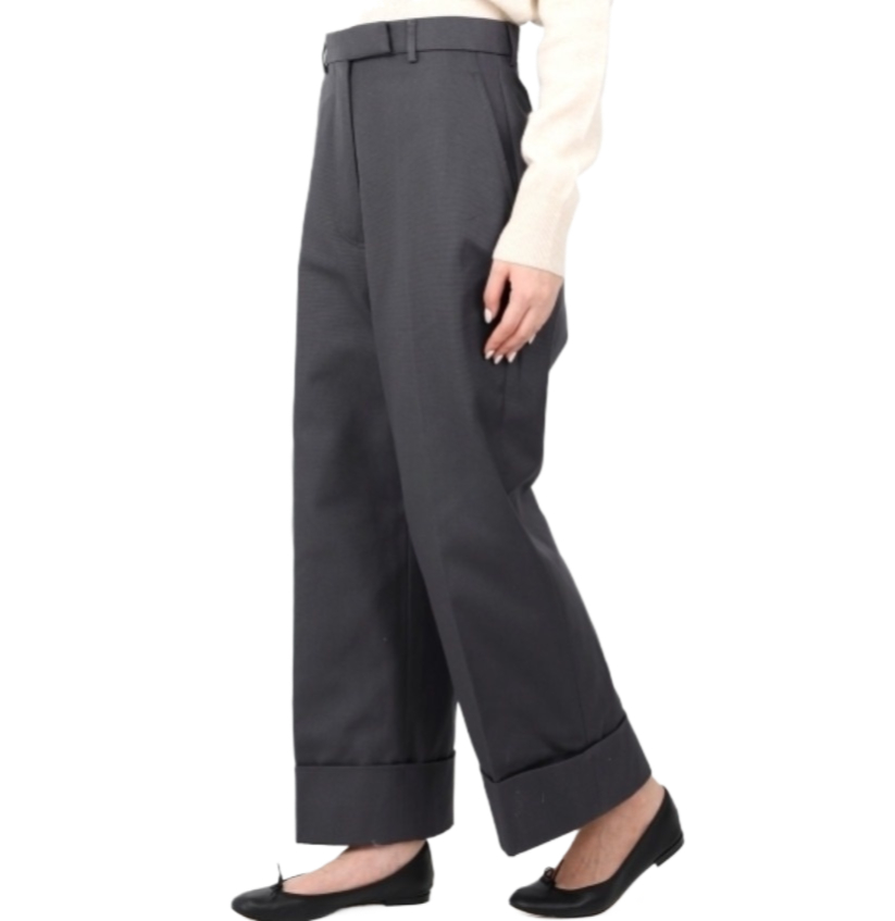 Cotton Canvas High Waist Pants