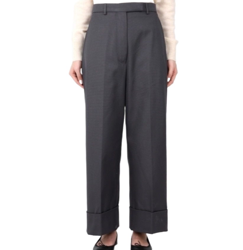 Cotton Canvas High Waist Pants