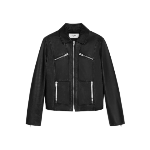 Lambskin straight blouson jacket