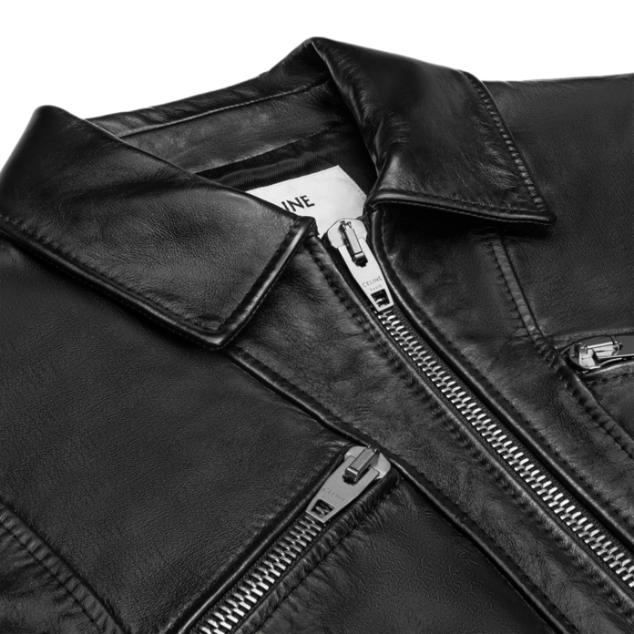 Lambskin straight blouson jacket