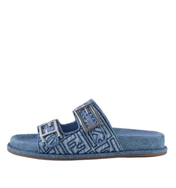 Blue denim slides