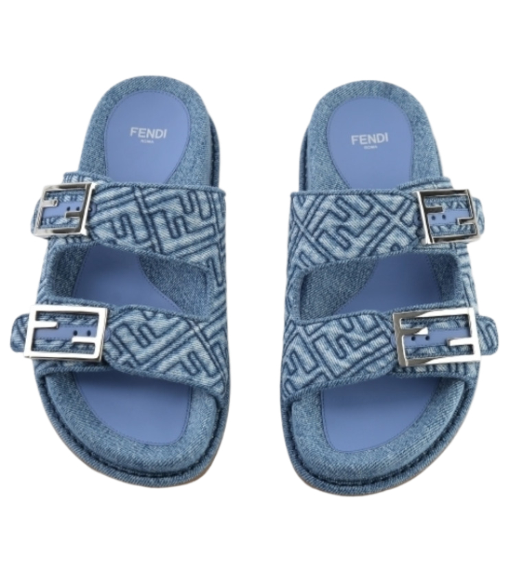 Blue denim slides