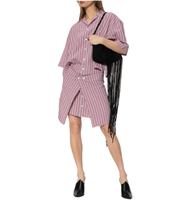 Striped half-sleeve shirt dress