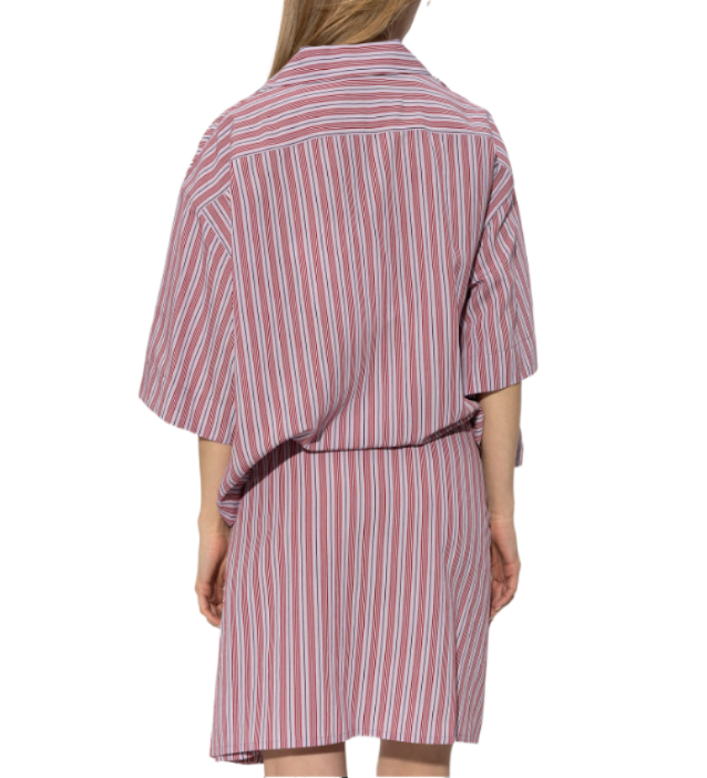 Striped half-sleeve shirt dress