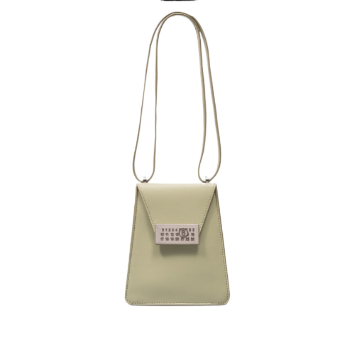 Numbering logo leather small shoulder bag