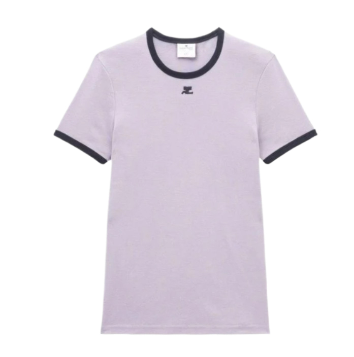 Contrast logo patch trim T-shirt 