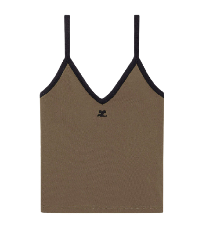 Contrast V-neck tank top