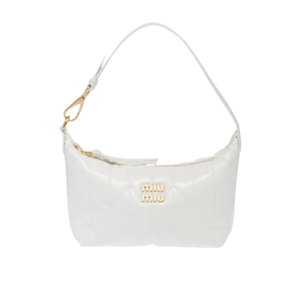 Miu Miu Spirit Matelasse Patent Leather Mini Bag White