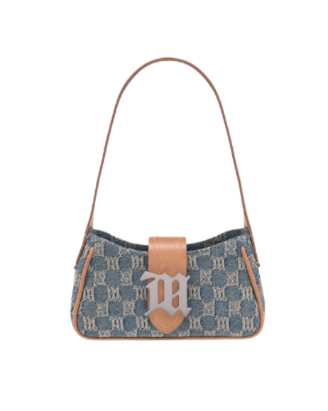 Logo Buckle Monogram Denim Small Shoulder Bag