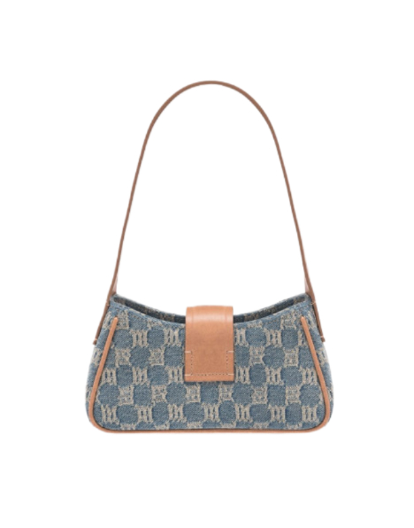 Logo Buckle Monogram Denim Small Shoulder Bag