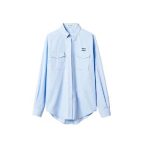 Chest logo poplin cotton shirt 