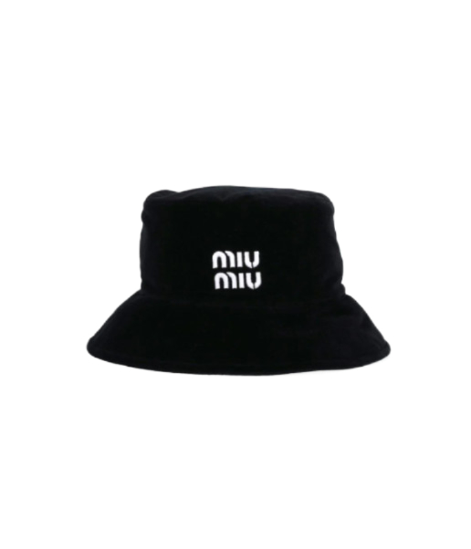 Logo-embroidered velvet bucket hat