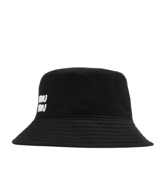 Logo-embroidered velvet bucket hat