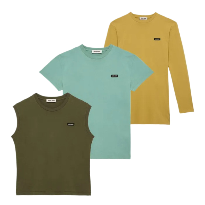 Set of three cedar/jade/military cotton t-shirts