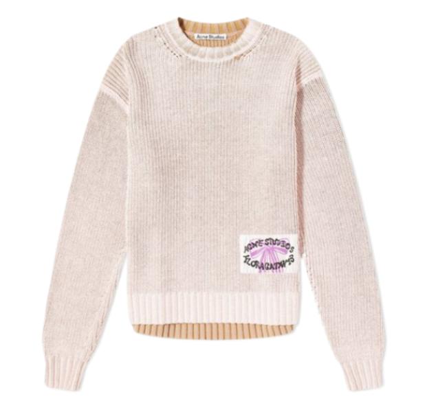 Men's Knitted Jumper Pale Pink/Vintage Beige