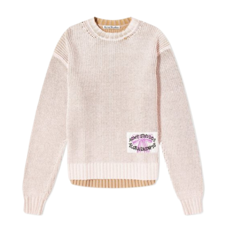 Men's Knitted Jumper Pale Pink/Vintage Beige