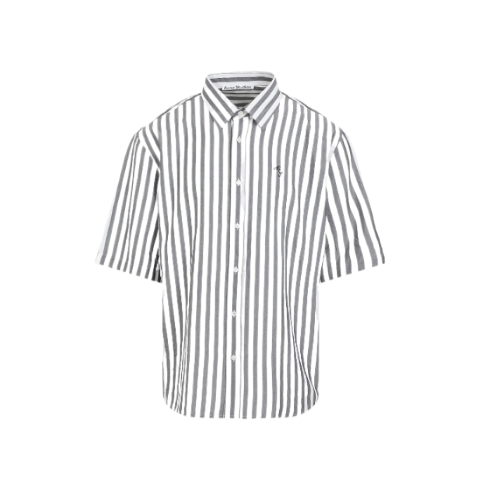 Logo-embroidered striped shirt