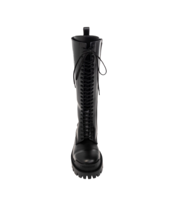 STRIKE leather lace-up knee-high boots