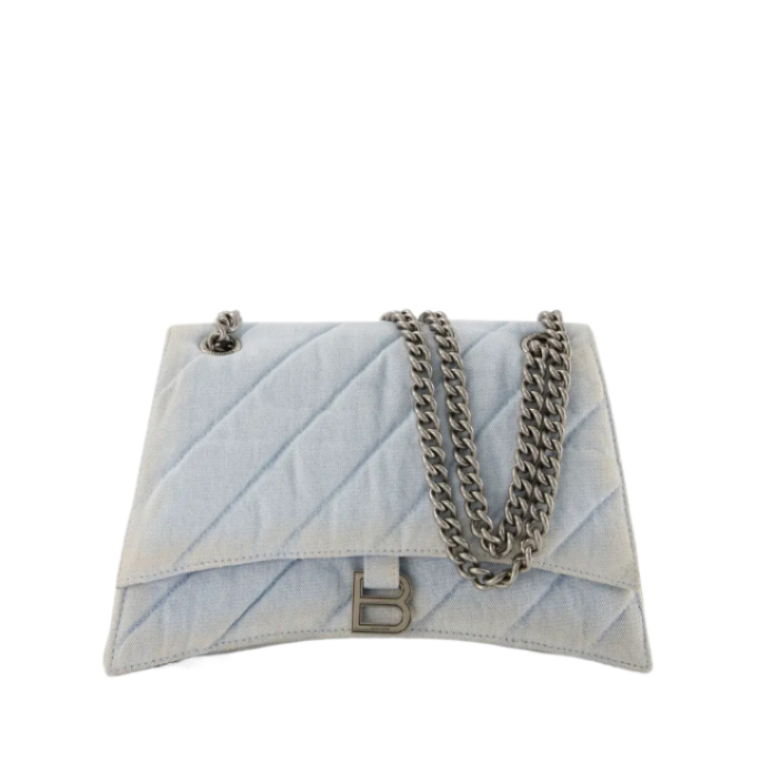 Crush quilted denim shoulder bag 