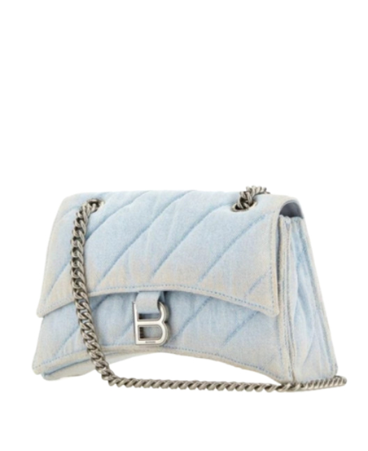 Crush quilted denim shoulder bag 