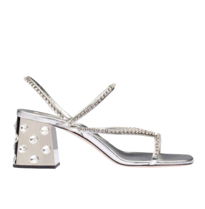 Crystal block heel sandals