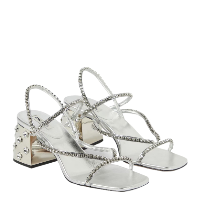 Crystal block heel sandals