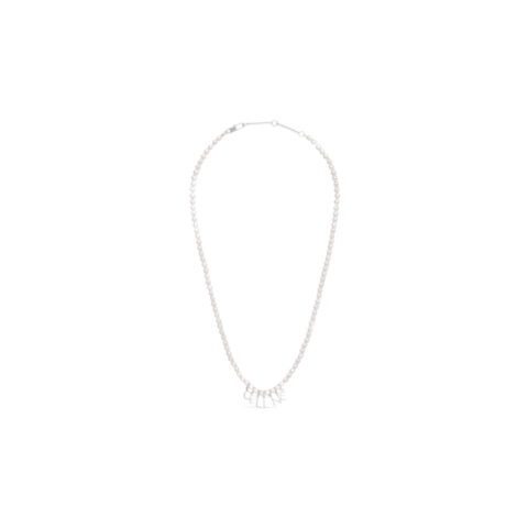 CELINE MONOCHROME NECKLACE - GLASS PEARL & RHODIUM FINISH BRASS IVORY/SILVER 