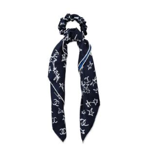 Navy Hair Chouchou Silk Scarf