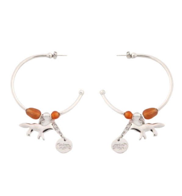 Profile Fox & Beads Hoop Earrings