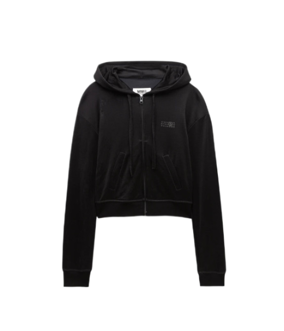 Number logo hooded zip-up