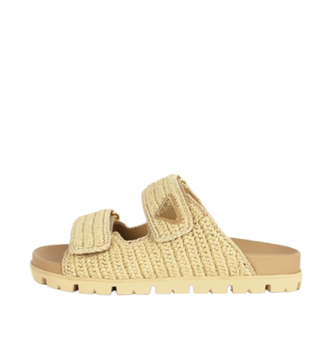 Raffia sandal slippers