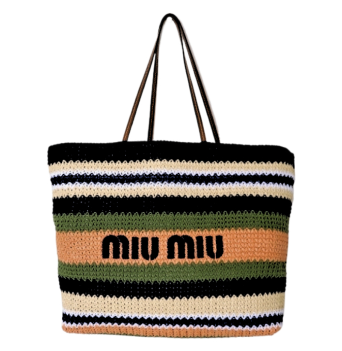 Logo raffia tote bag