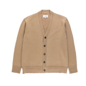 Backstitch elbow patch cardigan beige