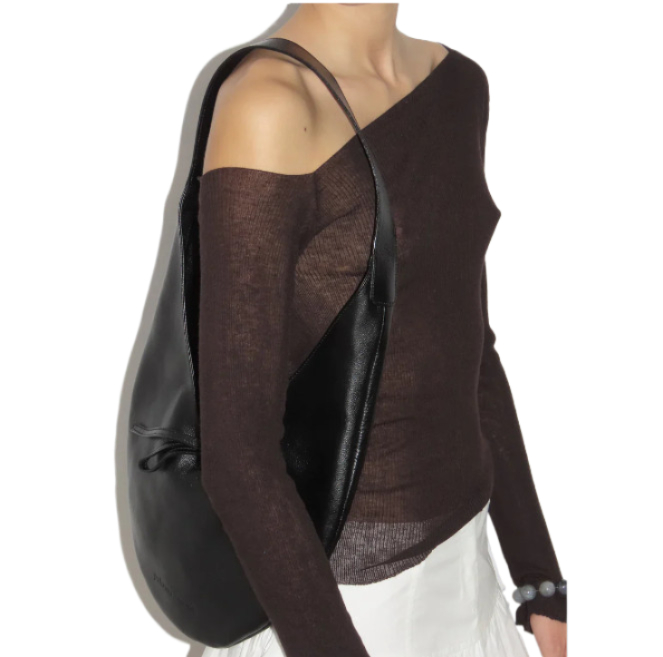 LUPE Bow Detail Leather Shoulder Bag