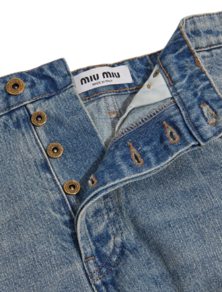 Logo tab straight cotton denim