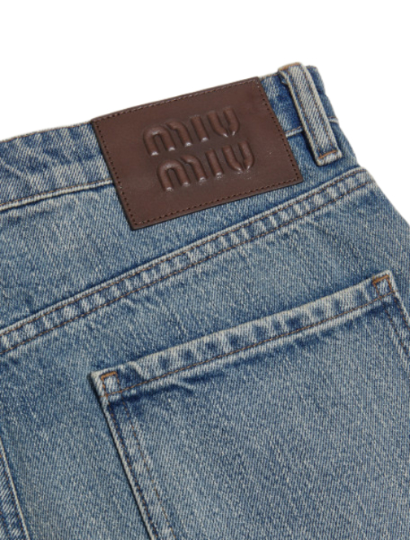 Logo tab straight cotton denim