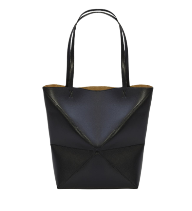 Puzzle fold leather tote bag