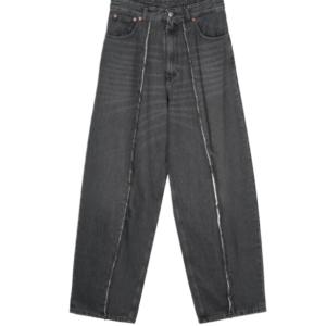 Straight washed denim pants - Gray