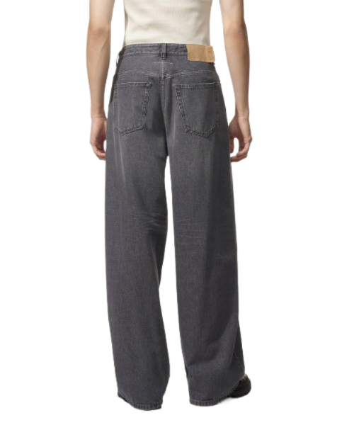 Straight washed denim pants - Gray