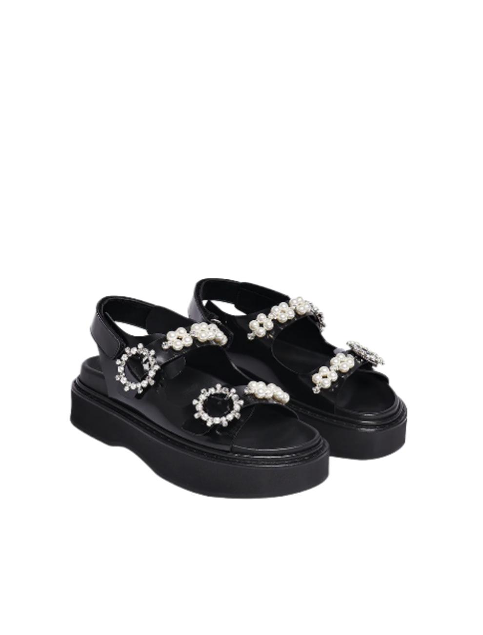 Jewel buckle platform sandals