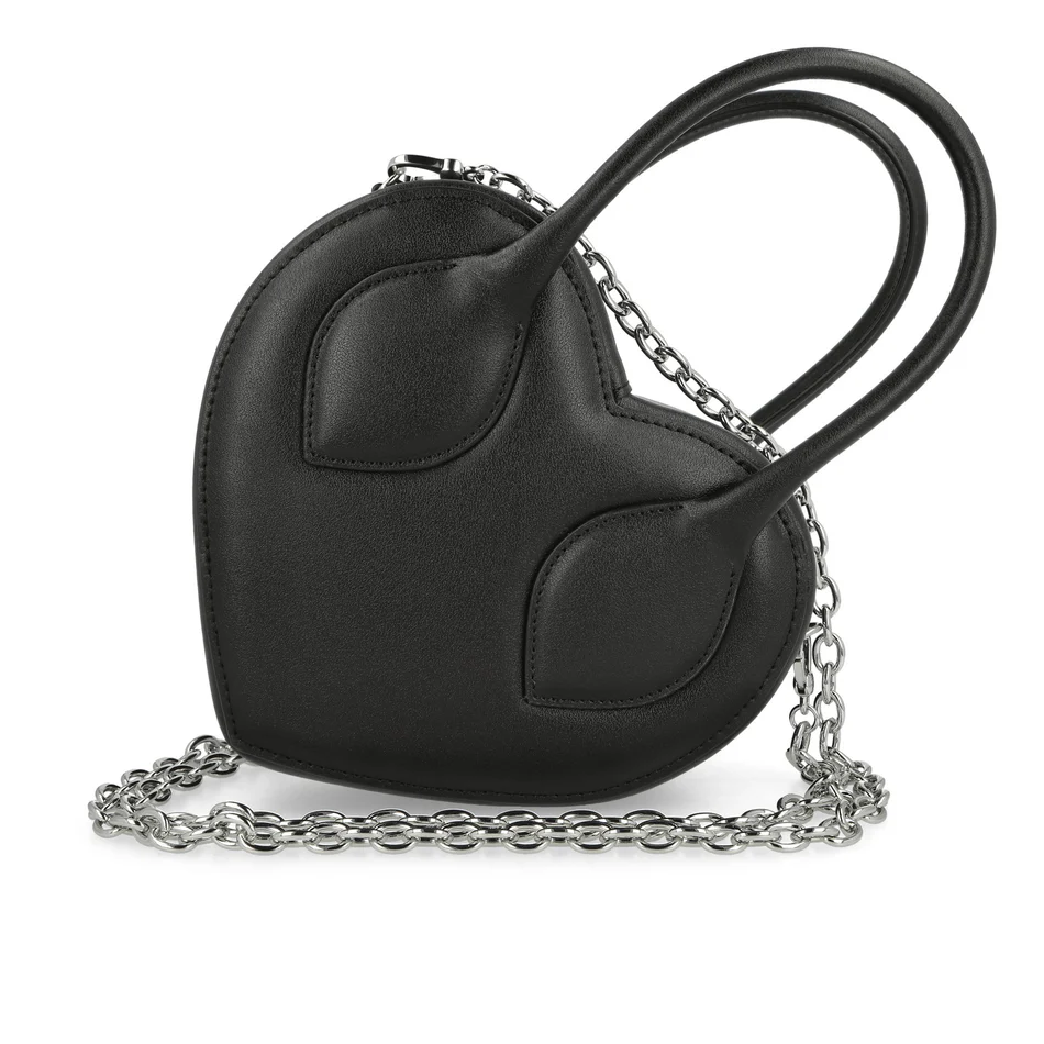 Heart leather top handle chain crossbag