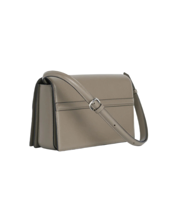 T flap leather shoulder bag