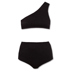 BOTTEGA VENETA One-shoulder stretch nylon bikini set