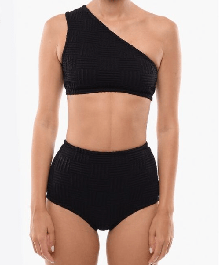 BOTTEGA VENETA One-shoulder stretch nylon bikini set