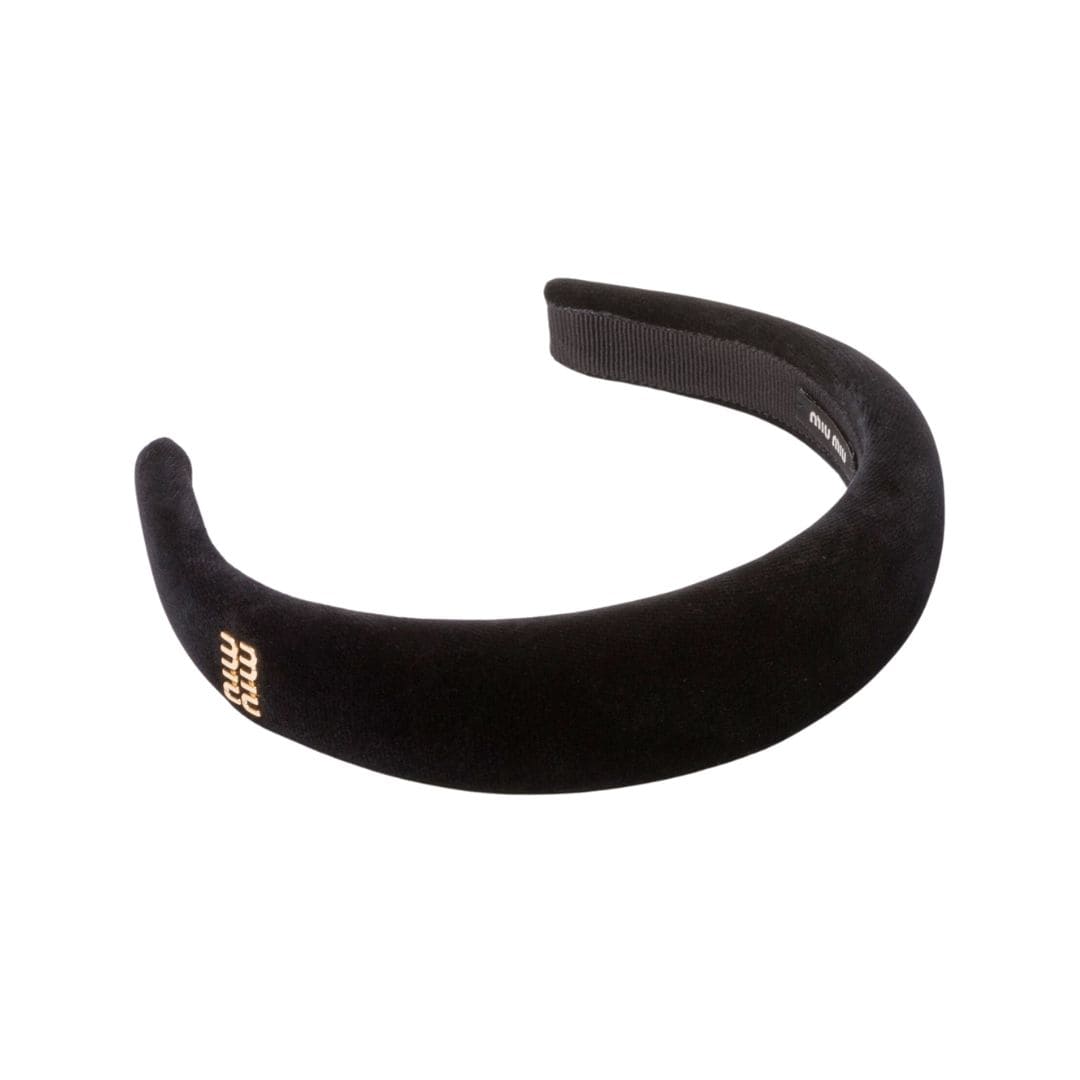 MIU MIU Metal logo decorated velvet hairband