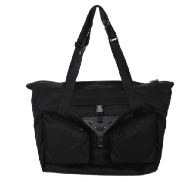 Re-nylon and leather travel bag