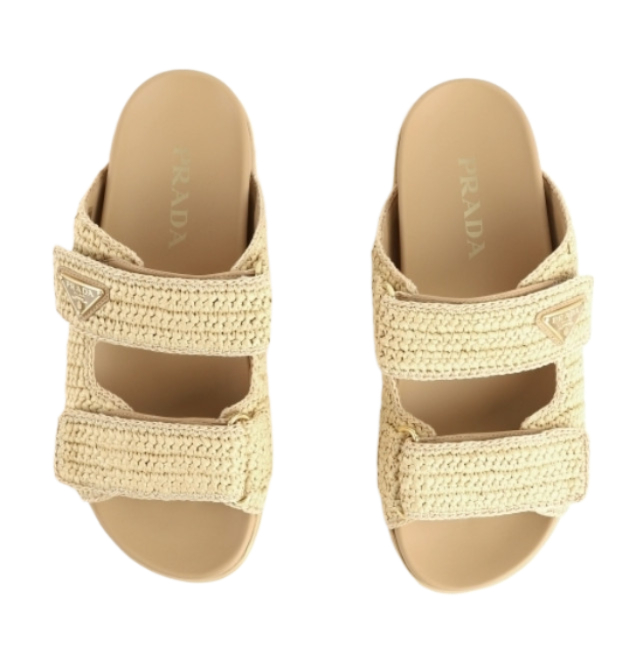 Raffia sandal slippers